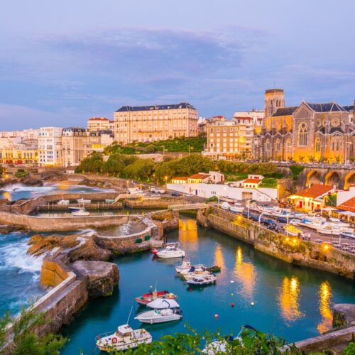 Sunset,View,Of,Marina,In,Biarritz,,France